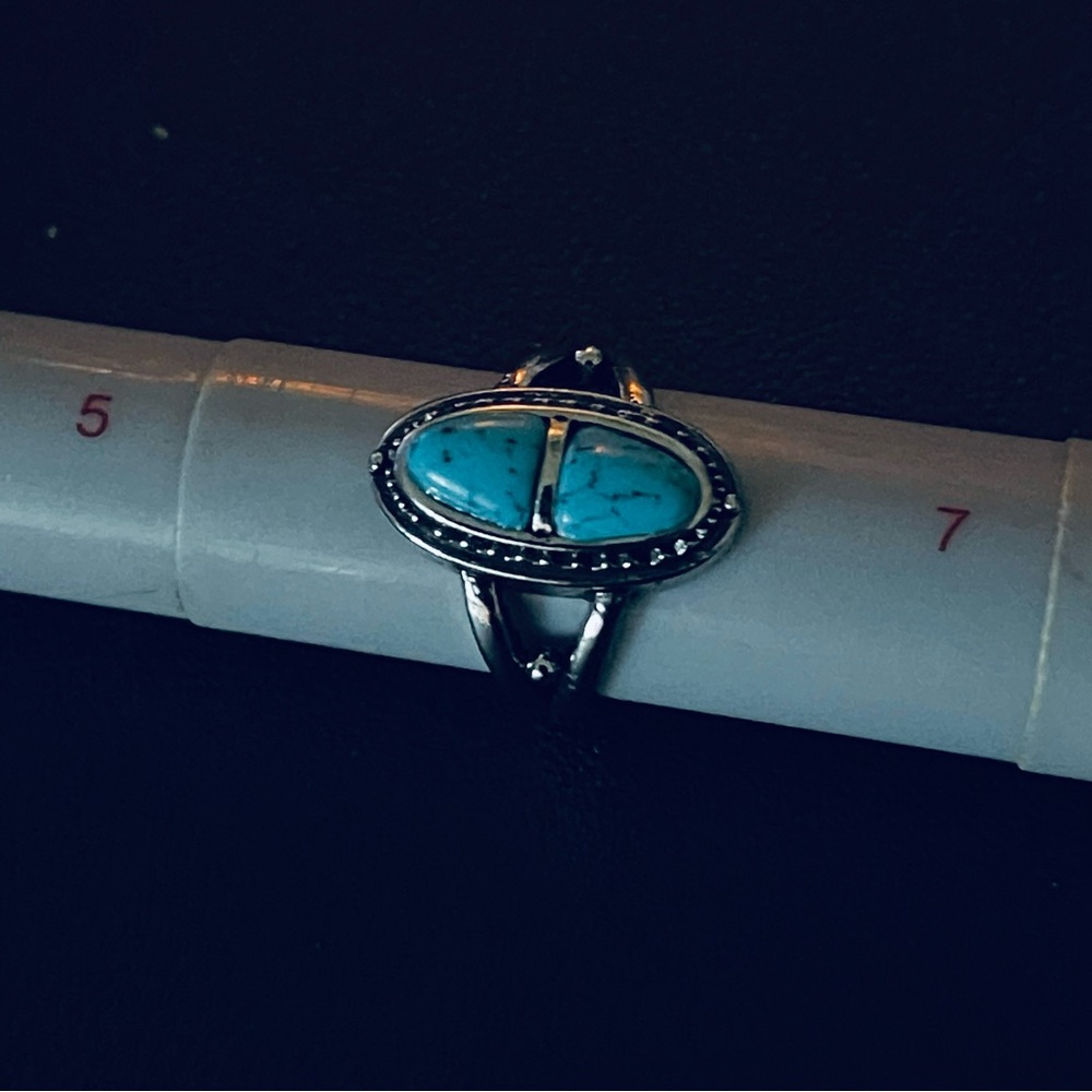 New Natural Blue Turquoise Navajo Genuine Silver Handmade OOAK Ring - Picture 12 of 16